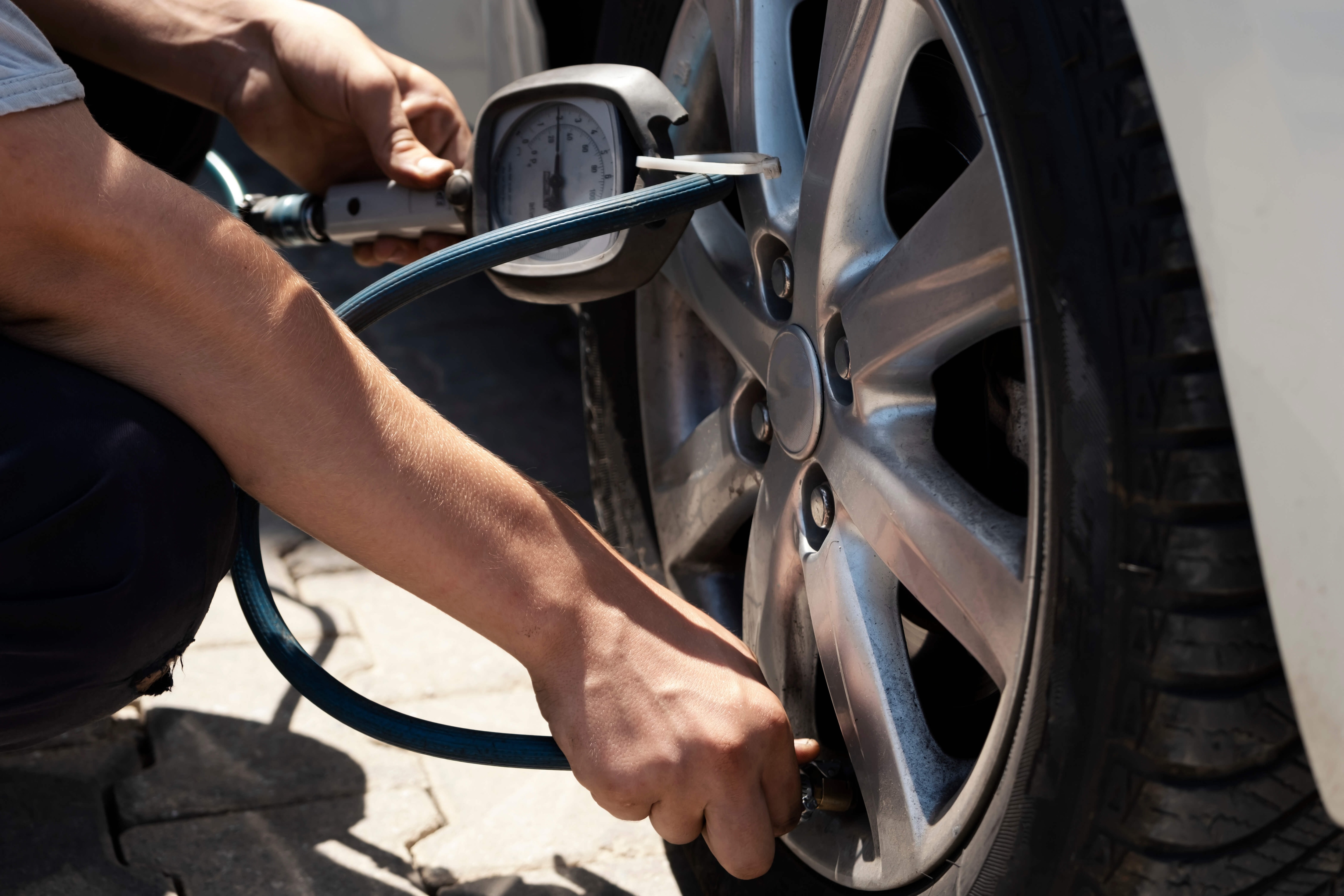 checking car tyres